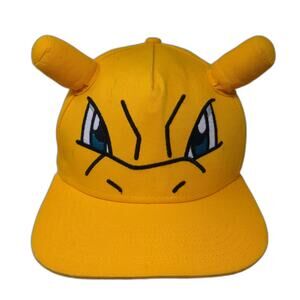 Pokemon Snapback Yellow Hat OS Embroidered Adjustable 3D Horns Black Character